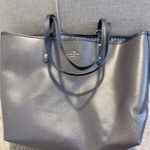 Coach Reversible City Tote Bag Flower Ranch Floral Multicolor Solid Black F59441